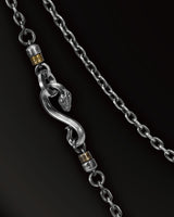 Horn snakes Chain Links Narrow Necklace in 925 Silver